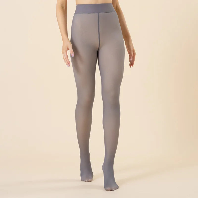 Padded Thickened Pantyhose Girl Outer Wear Fake Translucent Meat Extra Large Size One Word Crotch Bottoms Warm Women Bare Legs