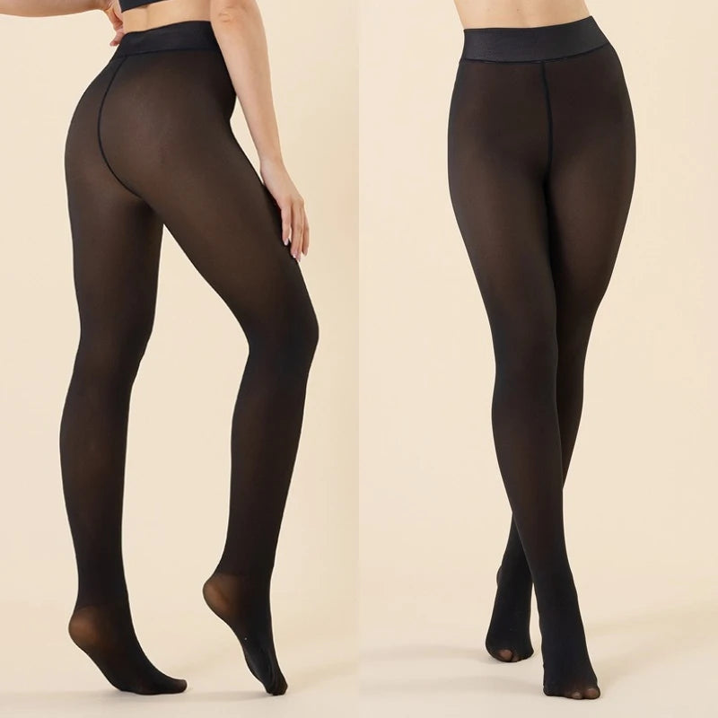 Padded Thickened Pantyhose Girl Outer Wear Fake Translucent Meat Extra Large Size One Word Crotch Bottoms Warm Women Bare Legs