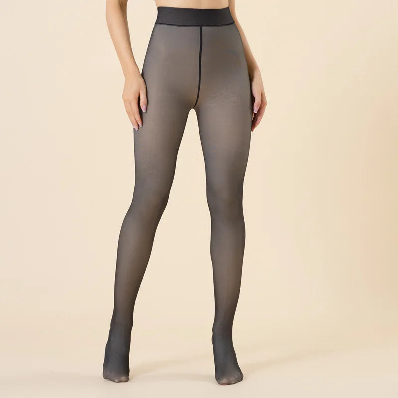 Padded Thickened Pantyhose Girl Outer Wear Fake Translucent Meat Extra Large Size One Word Crotch Bottoms Warm Women Bare Legs